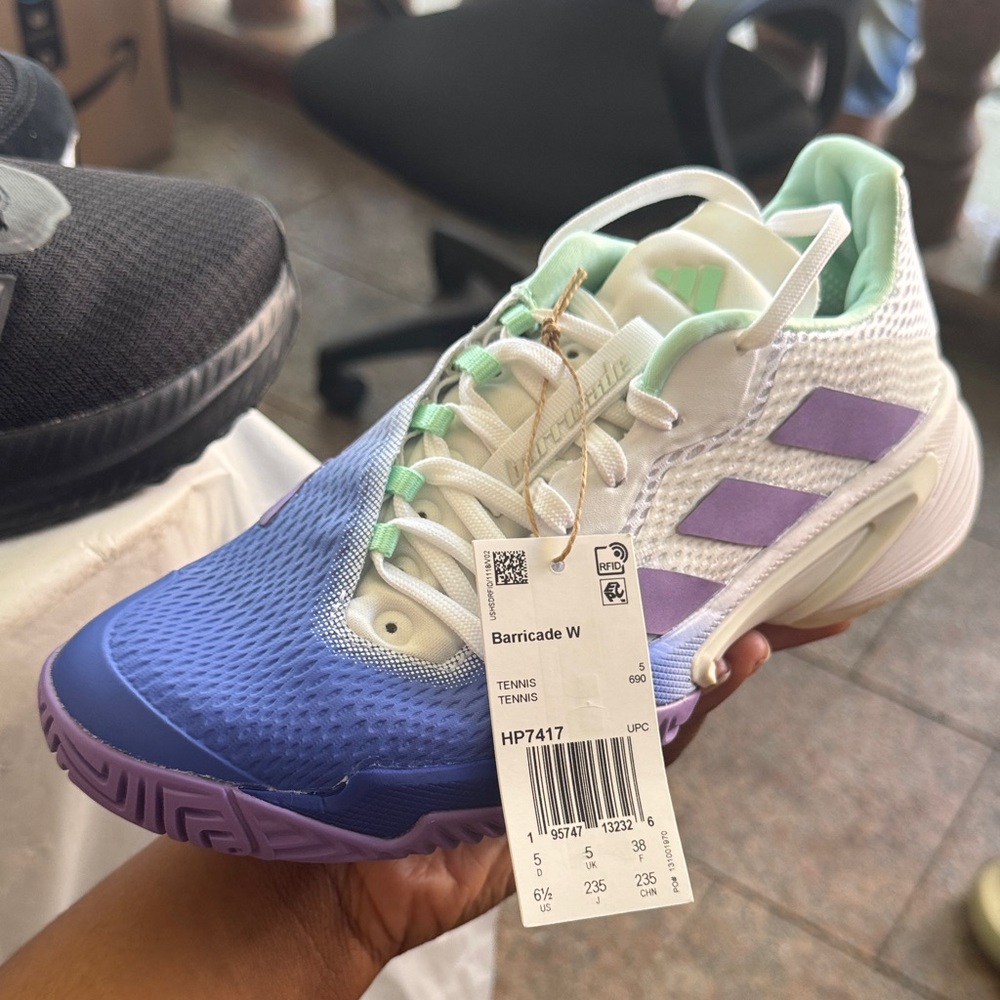 Adidas Women's Barricade Tennis Shoes - Blue, Purple, and White